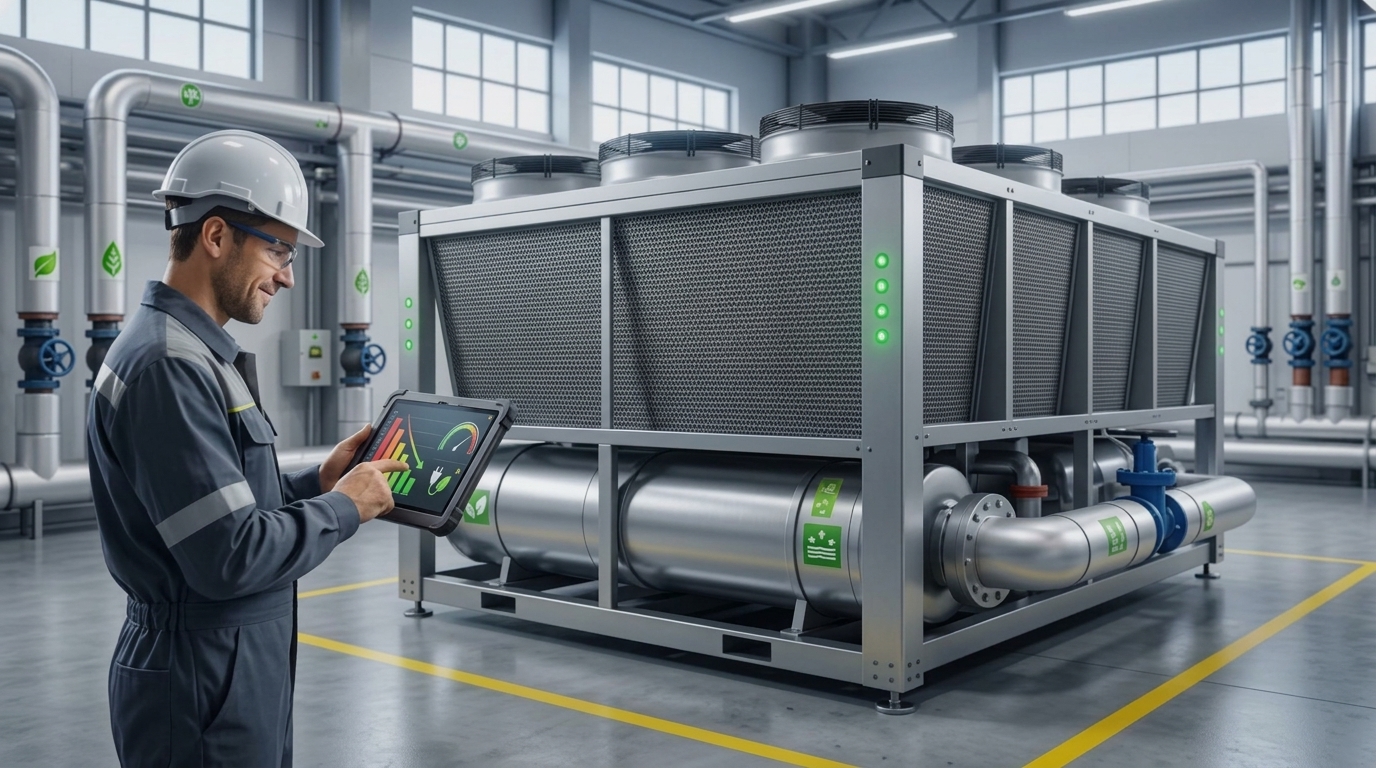 Chiller industrial com foco em eficiência energética e consumo de energia